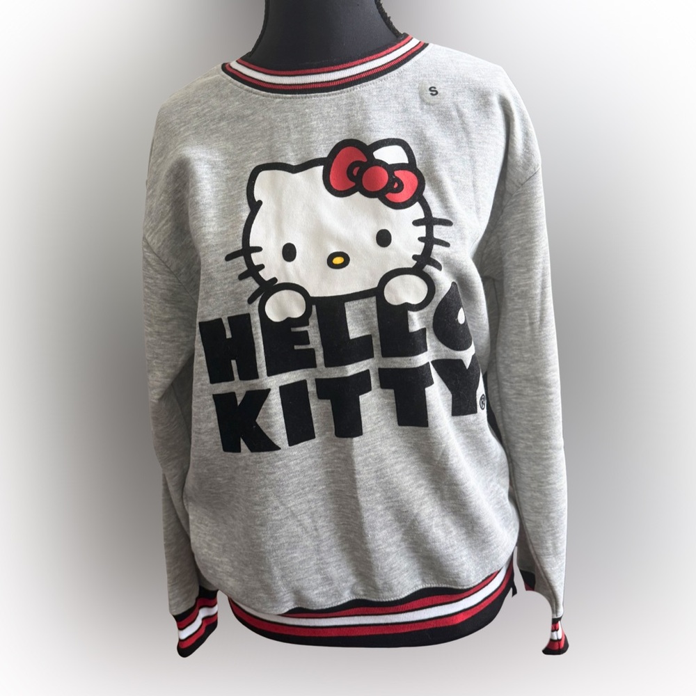 Hello Kitty Grey Graphic Sweatshirt with Red Bow NWT Size Small